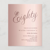 Roos Gold Script budget 80e verjaardagsuitnodiging (Voorkant)