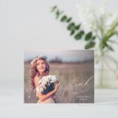  Roos Gold Script Foto Afstuderen Hartelijk dank Briefkaart (Staand voorkant)