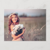  Roos Gold Script Foto Afstuderen Hartelijk dank Briefkaart (Voorkant)