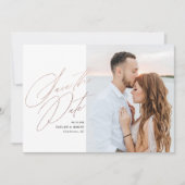 Roos Gold Script Foto Opslaan van de datum Faux Fo Save The Date (Voorkant)