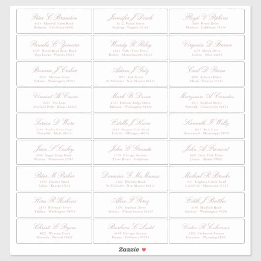 Roos Gold Script Guest Names Address Sticker (Vel)