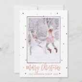 Roos Gold Script | kerstfoto voor pasta's Feestdagenkaart (Voorkant)