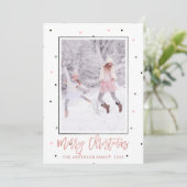 Roos Gold Script | kerstfoto voor pasta's Feestdagenkaart (Staand voorkant)