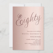 Roos Gold Script Luxury 80th Birthday Kaart (Voorkant)