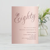 Roos Gold Script Luxury 80th Birthday Kaart (Staand voorkant)