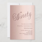 Roos Gold Script Luxury 90th Birthday Kaart (Voorkant)