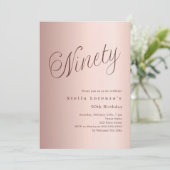 Roos Gold Script Luxury 90th Birthday Kaart (Staand voorkant)