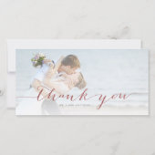 Roos Gold Script Minimal Wedding Foto Dank u Bedankkaart (Voorkant)