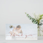 Roos Gold Script Minimal Wedding Foto Dank u Bedankkaart (Staand voorkant)