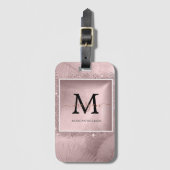 Roos Gold Script Monogram Bagagelabel (Voorkant (verticaal))