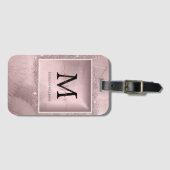 Roos Gold Script Monogram Bagagelabel (Voorkant (horizontaal))