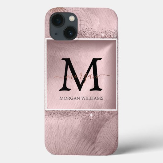 Roos Gold Script Monogram Case-Mate iPhone Case (Achterkant)