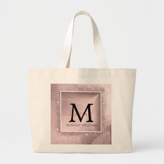Roos Gold Script Monogram Grote Tote Bag (Voorkant)