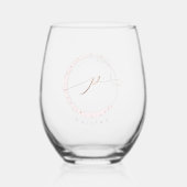Roos Gold Script Monogram Letter P Wijnglas Zonder Voet (Voorkant)