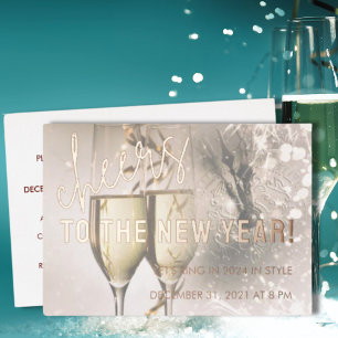 Roos Gold Script Nieuwjaarsviering Uitnodiging