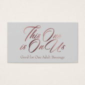 Roos Gold Script op Light Grey Drink Ticket Kaarte Visitekaartjes (Voorkant)