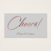 Roos Gold Script op Light Grey Drink Ticket Kaarte Visitekaartjes (Achterkant)