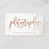 Roos Gold Script op witte marmer | Fotografie Visitekaartje (Voorkant)