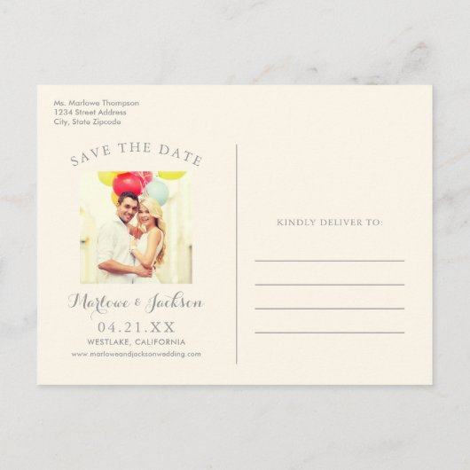 Roos Gold Script Overlay Foto Opslaan datumverhaal Aankondigingskaart (Achterkant)