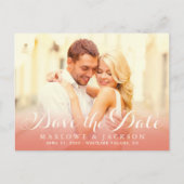 Roos Gold Script Overlay Foto Opslaan datumverhaal Aankondigingskaart (Voorkant)