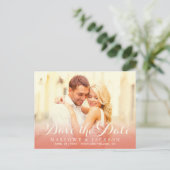 Roos Gold Script Overlay Foto Opslaan datumverhaal Aankondigingskaart (Staand voorkant)