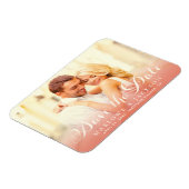 Roos Gold Script Overlay Foto Opslaan datumverhaal Magneet (Linkerzijde)