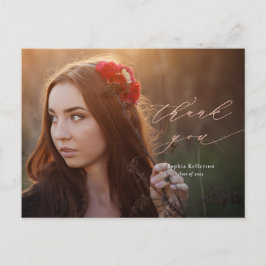 Roos Gold Script Photo Afstuderen Hartelijk dank Briefkaart