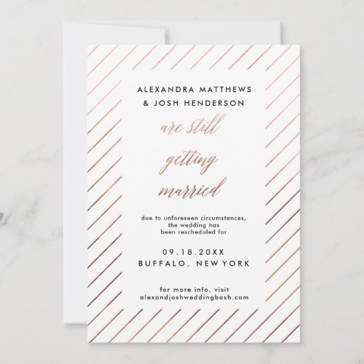 Roos Gold Script Photo Change the Date Faux Folie Save The Date (Achterkant)