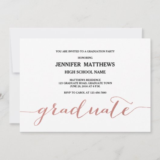 Roos Gold Script Photo Collage | afstudeerfeest Kaart (Achterkant)