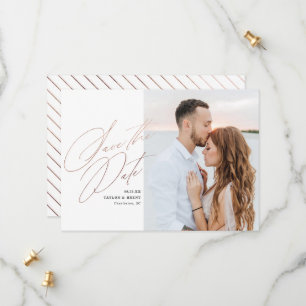 Roos Gold Script Photo Save the Date Faux Foil