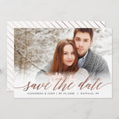Roos Gold Script Photo Save the Date in Faux Foil (Voorkant / Achterkant)