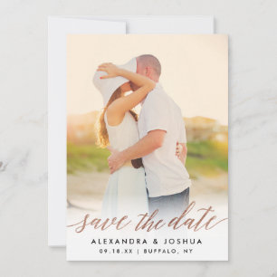 Roos Gold Script Photo Save the Date in Faux Foil