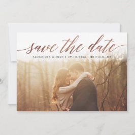 Roos Gold Script Photo Save the Date in Faux Foil