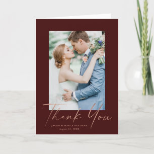 Roos Gold Script Photo Wedding Bedankkaart