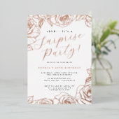 Roos Gold Script Roos Surprise Party Folie Uitnodiging (Staand Voorkant)