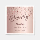 Roos Gold Script Stars 70e Verjaardag Servet (Voorkant)