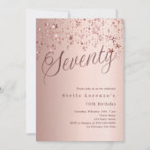 Roos Gold Script Stars 70th Birthday Luxury Kaart (Voorkant)