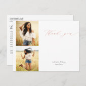 Roos Gold Script Twee foto-Afstuderen Dank u wel Briefkaart (Voorkant / Achterkant)