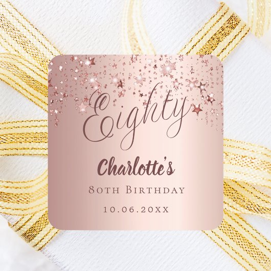 Roos Gold Script viert 80ste verjaardag Vierkante Sticker