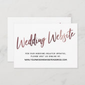 Roos Gold Script Wedding Website Save the Date Informatiekaartje (Voorkant / Achterkant)