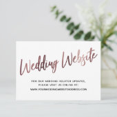 Roos Gold Script Wedding Website Save the Date Informatiekaartje (Staand voorkant)