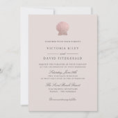 Roos Gold Seashell Elegant Ocean Beach bruiloft Kaart (Voorkant)