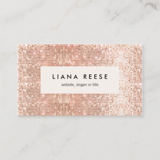 Roos Gold Sequin Beauty Salon Visitekaartje (Voorkant)