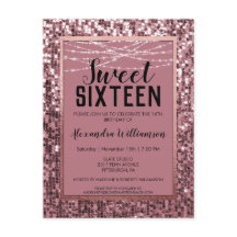 Roos Gold Sequin/Glitter Sweet 16 Birthday Party
