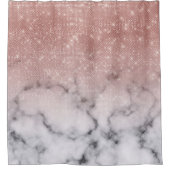 Roos Gold Sequin Glitter White Marble Ombre Douchegordijn (Voorkant)