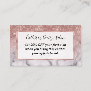 Roos Gold Sequin Glitter White Marble Ombre Kortingskaartje