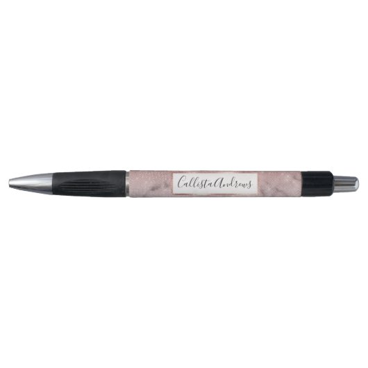 Roos Gold Sequin Glitter White Marble Ombre Pen (Voorkant)