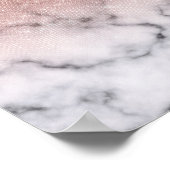 Roos Gold Sequin Glitter White Marble Ombre Poster (Hoek)