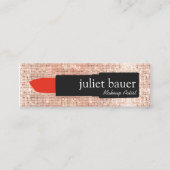 Roos Gold Sequin Makeup Artist Lipstick Beauty Mini Visitekaartje (Voorkant)