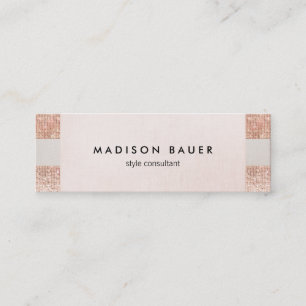 Roos Gold Sequin Pink Linen Beauty Salon Stylist Mini Visitekaartje
